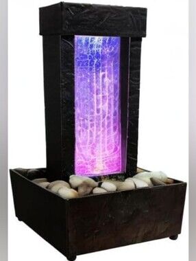 Wayland Square LED Lighted Water Fountain LED Raining Mirrored Wall Color Change